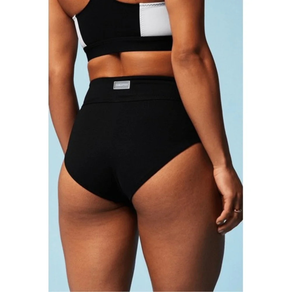 Fabletics Boardwalk High-Waisted Swim Bottom Womens‎ Black Medium (T1)